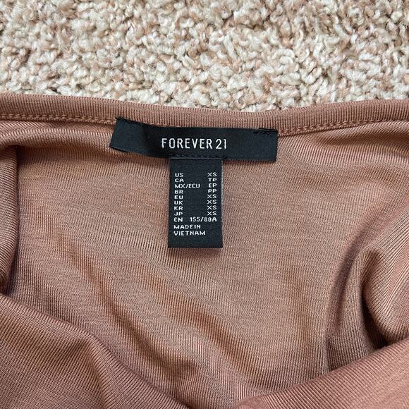 Forever 21 Low Scoop Back Short Sleeve Bodysuit Dusty Pink Brown Mauve NWOT XS - Picture 14 of 16